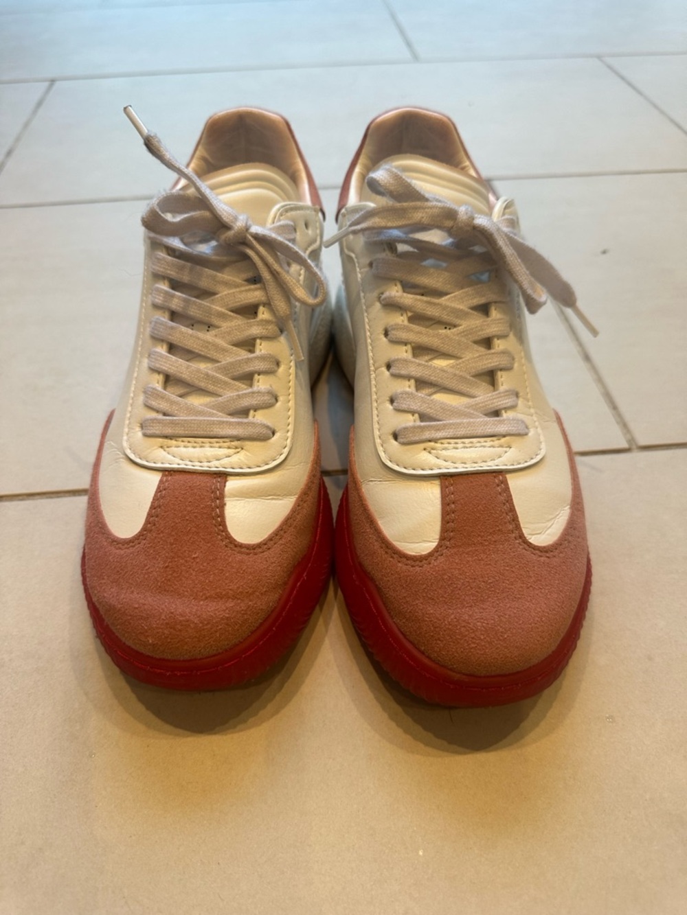 Women’s Low-Top Casual Sneakers in Cream and Rose